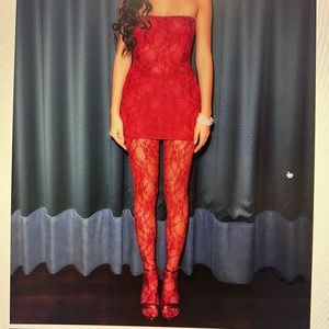 Red lace dress